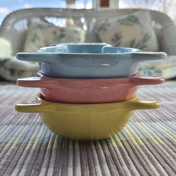 Ceramic Pastel Polka Dot Bunny Shaped Trinket Dishes Set Of Three Easter Spring - Picture 8 of 9